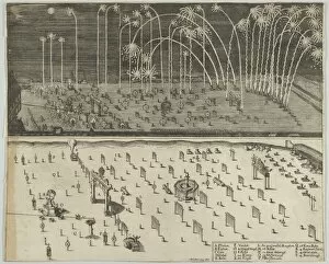 Fireworks display, Nuremberg, 1659. Creator: Anon