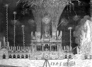 Pumping Engine Prints: Fireworks at Green Park, St Jamess, April 27th, 1749