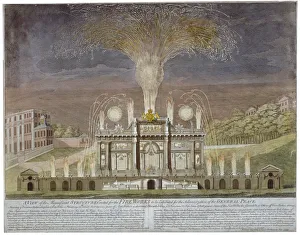 Fireworks in Green Park, Westminster, London, 1749. Artist
