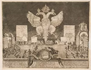 Schwedish Army Collection: Fireworks in Moscow on 1 January 1704 on the Occasion of the Capture of the Swedish Fortress