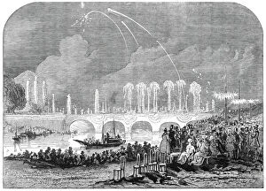 Ile De France Gallery: Fireworks at Paris - sketched by Harrison, 1845. Creator: Harrison