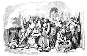 Christians Prints: The Firing and Sacking of the Synagogue, 1857. Creator: Unknown