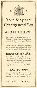 Enlistment Prints: The First Advertisement, c1914, (1919). Creator: Unknown