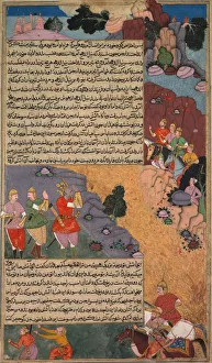 The First Adventure of the White Horse, Page from the Khan Khanans Razm Nama... c