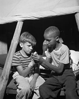 First aid at Camp Nathan Hale, Southfields, New York, 1943 Creator: Gordon Parks