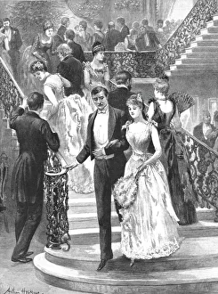 Social Gathering Prints: My First Ball; Going down to Supper, 1890. Creator: Arthur Hopkins