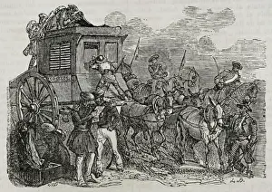 Passenger Prints: First Carlist War, (1833-1840): Assault by the Carlists on the postal service on its way
