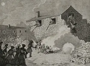 First Carlist War, (1833-1840): Attack of a house near Guernica (Biscay), 1842. Creator: Pedro Celestino Mare
