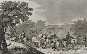 First Carlist War, (1833-1840): Driving a convoy, 1842. Creator: Pedro Celestino Mare