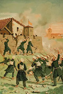 First Carlist War, (1833-1840): Taking of Beceite by Carlist troops in August 1834 (1890). Creator: Juan Alaminos