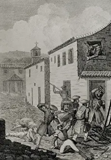 Shooting Prints: First Carlist War, (1833-40): Skirmish in Urdaniz conducted by six selected Carlist companies