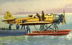 Euge Prints: First catapult post delivery, 1929, (1932). Creator: Unknown