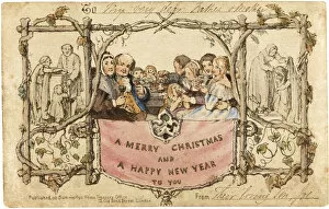 Christmas Card Gallery: The first Christmas card, 1843. Artist: Horsley, John Callcott (1817-1903)