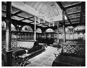 Ocean Liner Gallery: First class smoking room on board the P&O steamship SS India, 1901