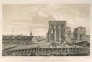 Montferrand Prints: The first column on the construction (From: The Construction of the Saint Isaacs Cathedral)