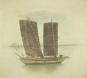 Junk Prints: The First Corean Junk Bringing Dispatches, May 30, 1871. Creator: Felice Beato