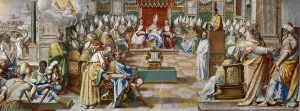 Fresco Prints: The First Council of Nicaea, c. 1560. Creator: Nebbia, Cesare (1536-1614)