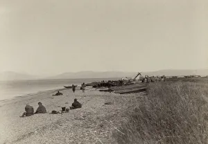 Building Materials Prints: The First Day of Unloading Construction Material at Cape Aleksandr, 1889. Creator: Unknown
