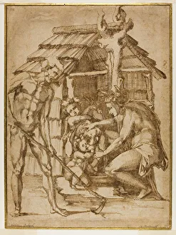 Bandinelli Baccio Prints: First Family Before a Shelter, 1547/48. Creator: Baccio Bandinelli