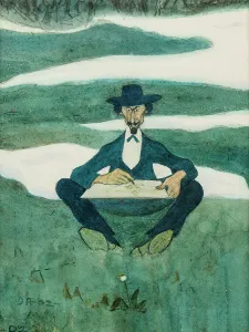 Appearing Prints: The First Flower of Spring. Portrait of Ole Kruse, 1902. Creator: Ivar Arosenius