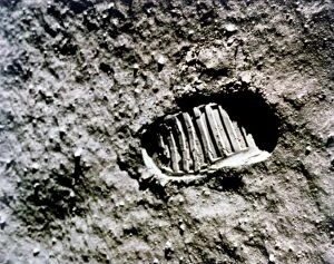 Shoot for the Moon Collection: The first footprint on the Moon, Apollo 11 mission, July 1969. Creator: NASA