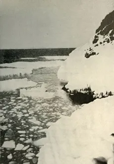 The First Landing-Place, Showing Bay Ice Breaking Out and Drifting Away North, 1908, (1909)
