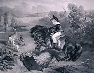 Sir E Landseer Prints: The First Leap, 1857. Artist: Charles George Lewis