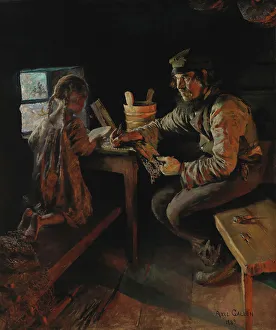 Akseli Gallen Kallela Prints: First Lesson, 1887-1889. Creator: Akseli Gallen-Kallela