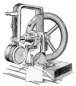 Invention Prints: First lockstitch sewing machine, invented by Elias Howe, c19th century