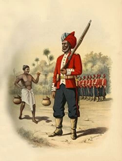 British Indian Army Gallery: First Madras Pioneers, 1890. Creator: Godfrey Douglas Giles
