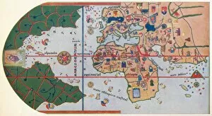 Parchment Gallery: The First map to Show America, (1500) 1912