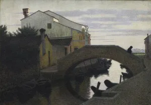Daybreak Prints: The first mass in Burano, 1910. Creator: Morbelli, Angelo (1853-1919)