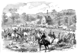 First Meet of the Season of the Cotswold Hounds, 1858. Creator: Unknown
