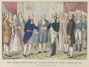 Currier And Ives Prints: The First Meeting of Washington and Lafayette-Philadelphia, August 3rd, 1777, 1876