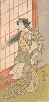 The First Nakamura Tomijuro as an Angry Woman Standing in a Room, 1772 or 1773. Creator: Shunsho