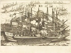 Galley Prints: The First Naval Battle, c. 1614. Creator: Jacques Callot