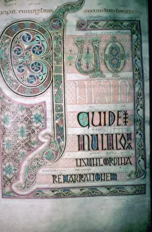 First page of St Lukes Gospel from the Lindisfarne Gospels, produced in Northumbria in the 7th centu