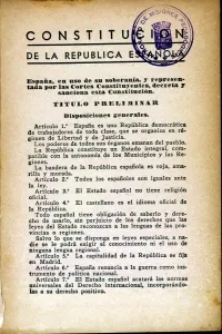 First page of the text of the Constitution of the Second Spanish Republic in 1931 First page of the text of the Constitution of the Second Spanish Republic in 1931