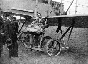 Brett Gallery: The first parachute drop from an aeroplane in England, 1914 (1934). Artist: Flight Photo