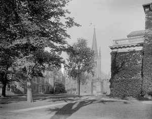 Massachusetts United States Prints: First Parish Church, thru Johnston gate