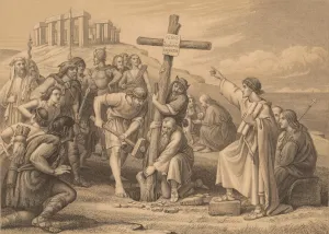 Cope Prints: The First Preaching of Christianity in Britain, c1900. Artist: John Easton