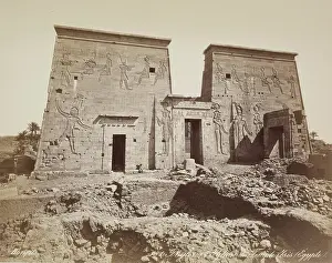 Monumental Prints: First Pylon of the Temple of Isis at Philae, 19th century. Creator: Maison Bonfils