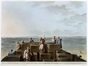 Mayer Gallery: Top of the First Pyramid of Gizah, Egypt, 1802. Artist: Thomas Milton