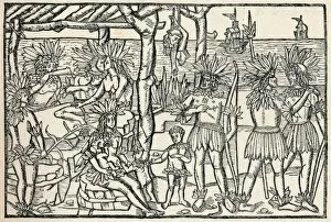 Eating Gallery: The First Representation of the People of the New World, (1505), 1912. Artist: Johann Froschauer