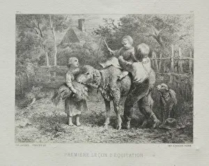 Charlesemile Jacque French Prints: First Riding Lesson. Creator: Charles-Emile Jacque (French, 1813-1894)