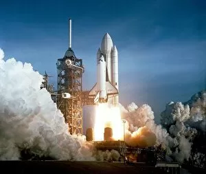 Kennedy Space Centre Gallery: First Space Shuttle Mission launches, Florida, USA, April 12, 1981. Creator: NASA