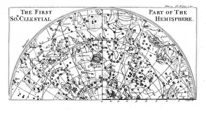 Constellation Prints: First part of the star chart of the Southern Celestial Hemisphere showing constellations