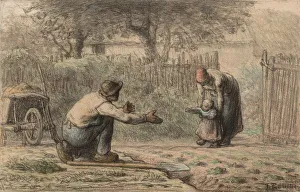 First Steps, c. 1858-1866. Creator: Jean-Francois Millet (French, 1814-1875)