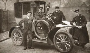 Taxi Driver Prints: First taxi-cab in Liverpool, Merseyside, 1906. Artist: JP Wood