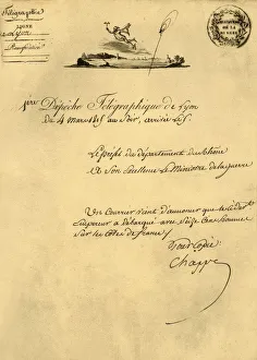 Napo Collection: First telegraph despatch from Lyon, 4 March 1815, (1921). Creator: Unknown